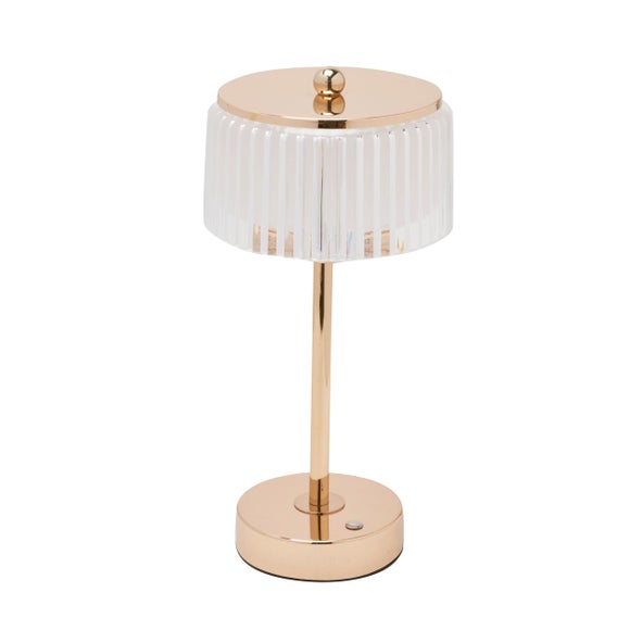 Hestia Gold Base Crystal Trim Rechargeable Colour Changing LED Touch Table Lamp - image 1