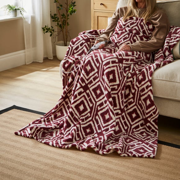 Printed Global Ikat Fleece Electric Throw Blanket