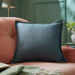 Contrast Oxford Edge Cotton & Linen Square Cushion Cover - thumbnail 1
