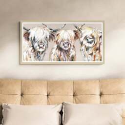 The Three Amigos Grande Highland Cow Framed Print - thumbnail 1