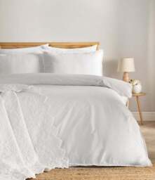 Pure Cotton Lace Duvet Cover & Pillowcase Set - thumbnail 2