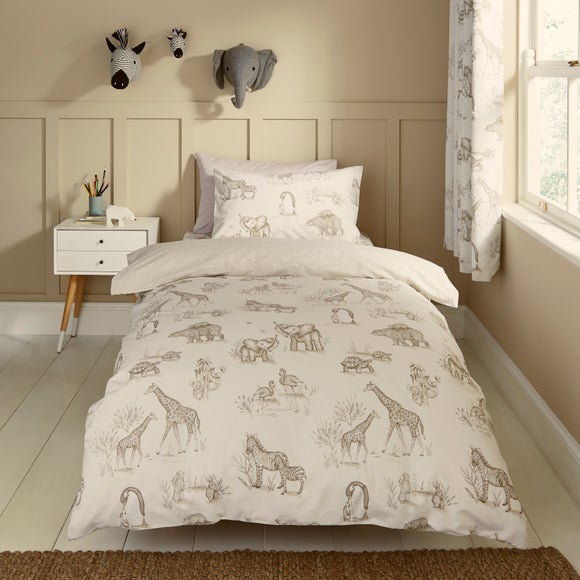 Sketched Animal 100% Cotton Duvet Cover & Pillowcase Set - image 1