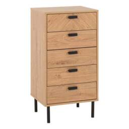 Barker 5 Drawer Narrow Chest, Oak Effect - thumbnail 2