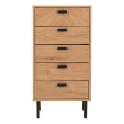 Barker 5 Drawer Narrow Chest, Oak Effect - thumbnail 3