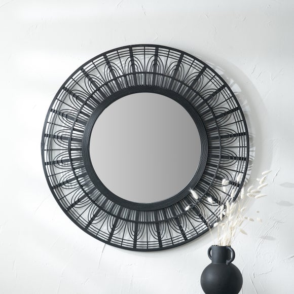 Bamboo Frame Round Wall Mirror - image 1