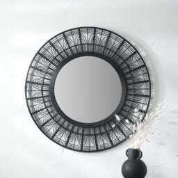 Bamboo Frame Round Wall Mirror - thumbnail 1