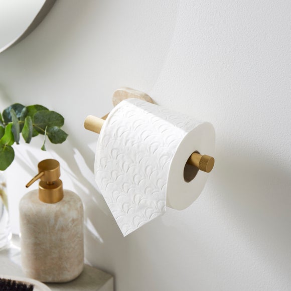 Minimal Luxe Gold Marble Effect Toilet Roll Holder - image 1