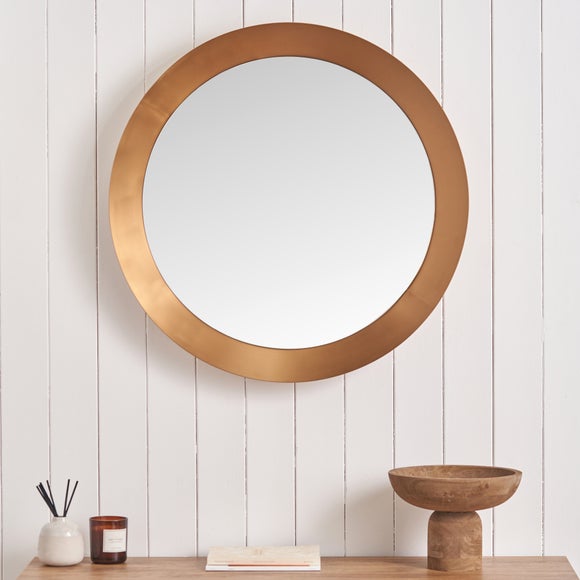 Angled Metal Frame Round Wall Mirror - image 1
