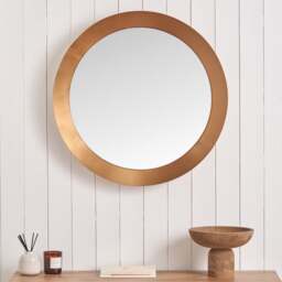 Angled Metal Frame Round Wall Mirror - thumbnail 1
