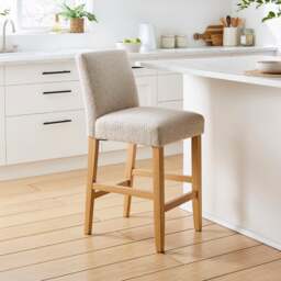 Oakley Counter Height Bar Stool, Natural Boucle - thumbnail 1