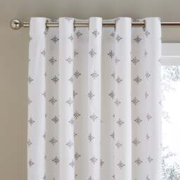 Zarah Motif 100% Cotton Eyelet Blackout Curtains - thumbnail 1