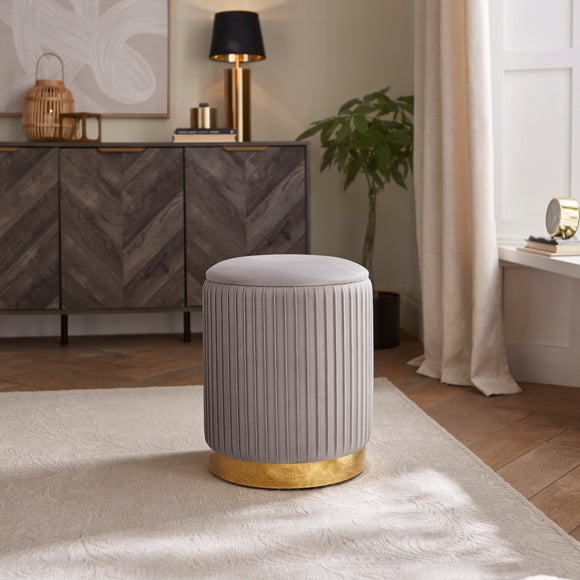 Esme Pleated Velvet Storage Footstool - image 1