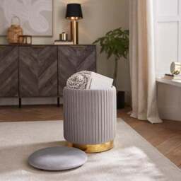 Esme Pleated Velvet Storage Footstool - thumbnail 2