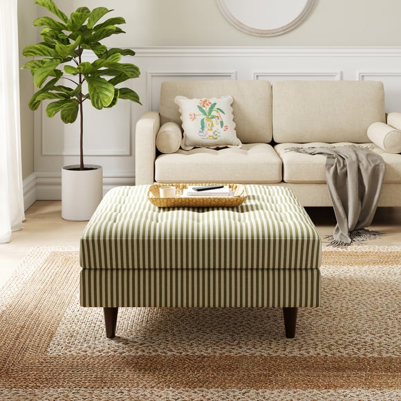 Zoe Pinstripe Fabric Square Storage Footstool - image 1