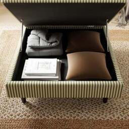 Zoe Pinstripe Fabric Square Storage Footstool - thumbnail 3