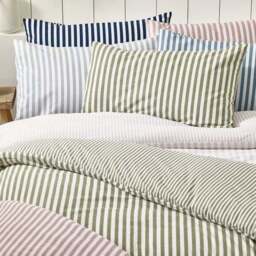 Catherine Lansfield Stripe 100% Brushed Cotton Reversible Duvet Cover & Pillowcase Set - thumbnail 6