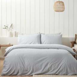 Catherine Lansfield Stripe 100% Brushed Cotton Reversible Duvet Cover & Pillowcase Set - thumbnail 3