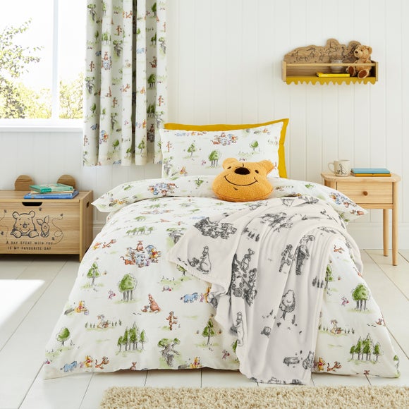 Disney Winnie the Pooh Watercolour Cotton Duvet Cover and Pillowcase Set - image 1