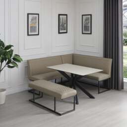 Indus Valley Athena Dining Table With an Athena Faux Leather Corner Bench