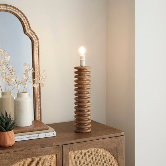 Maple Ribbed Wooden Table Lamp Base - image 1