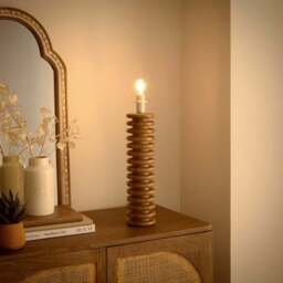 Maple Ribbed Wooden Table Lamp Base - thumbnail 2