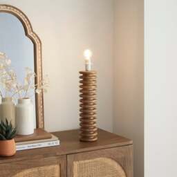 Maple Ribbed Wooden Table Lamp Base - thumbnail 1