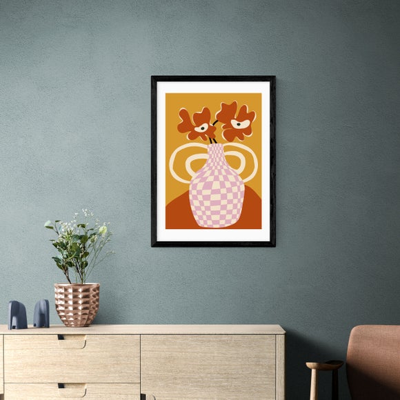 East End Prints Checkered Retro Flower Pot Print by Miho Art Studio - image 1