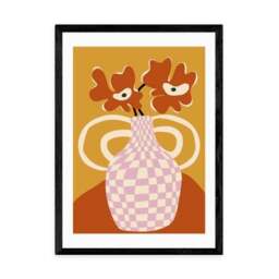 East End Prints Checkered Retro Flower Pot Print by Miho Art Studio - thumbnail 2