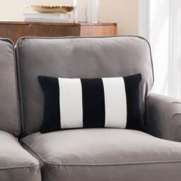 Clara Stripe Cotton Rectangle Cushion - thumbnail 1