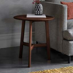 Mabie Walnut Round Side Table - thumbnail 1