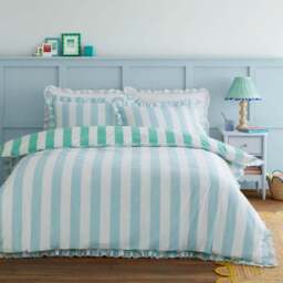 Emmy Frilled Stripe 100% Cotton Duvet Cover and Pillowcase Set - thumbnail 3