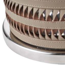 Silver & Grey Plaited Leather Hurricane Candle Holder - thumbnail 4