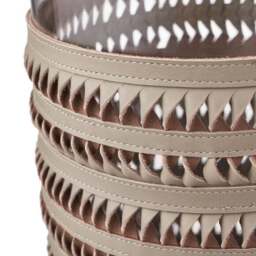 Silver & Grey Plaited Leather Hurricane Candle Holder - thumbnail 2
