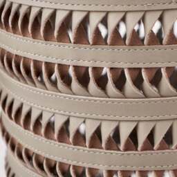 Silver & Grey Plaited Leather Hurricane Candle Holder - thumbnail 3