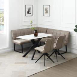 Indus Valley Aura Corner Dining Table and Bench Set with 2 Chairs - thumbnail 1
