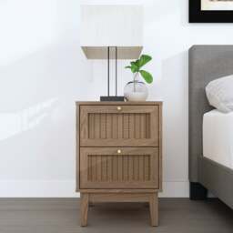 Alexander 2 Drawer Bedside Cabinet, Light Wood - thumbnail 1
