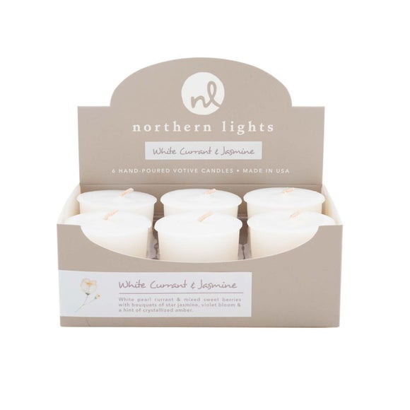 Northern Lights Set of 6 White Currant and Jasmine Votive Candles - image 1