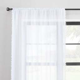 Textured Pom Pom Slot Top Single Voile Panel - thumbnail 1