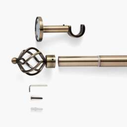Caged Ball Extendable Metal Eyelet Curtain Pole - thumbnail 2