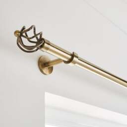 Caged Ball Extendable Metal Eyelet Curtain Pole - thumbnail 1