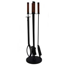 Ivyline Iron and Leather 4 Piece Fireside Set