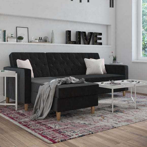 Cosmo Liberty Velvet 3 Seater Corner Chaise Double Sofa Bed - image 1