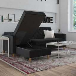 Cosmo Living Liberty Velvet Corner Chaise Double Sofa Bed - thumbnail 2
