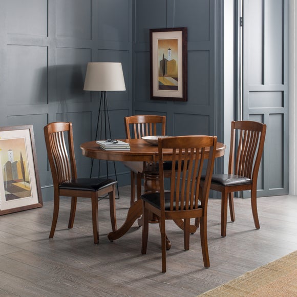 Canterbury 4-6 Seater Round to Oval Dining Table with 4 Chairs, Brown - image 1