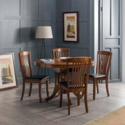 Canterbury 4-6 Seater Round to Oval Dining Table with 4 Chairs, Brown