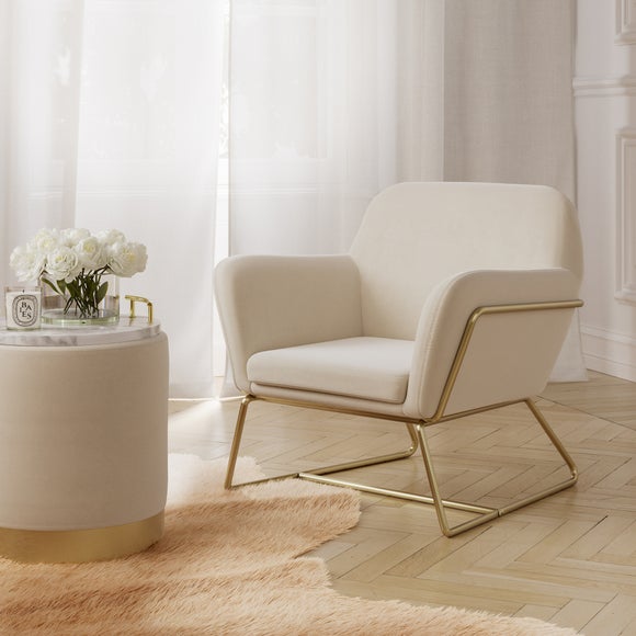 Charles Metal Leg Velvet Occasional Chair - image 1