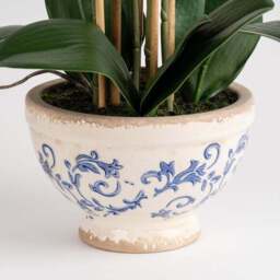 Artificial Real Touch Dark Pink Phalaenopsis Orchid in Ceramic Plant Pot - thumbnail 4