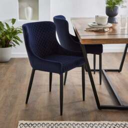 Montreal Set of 2 Dining Chairs, Velvet - thumbnail 2