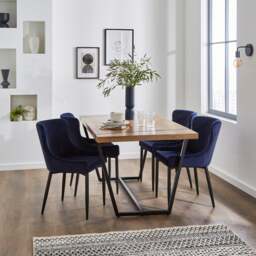 Montreal Set of 2 Dining Chairs, Velvet - thumbnail 1