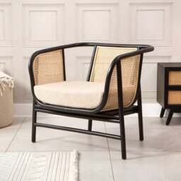 Desser Seoul Rattan Chair with Boucle Cushion - thumbnail 1